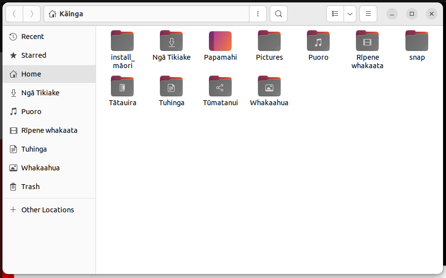 Screenshot: Files app showing the changed folder names.